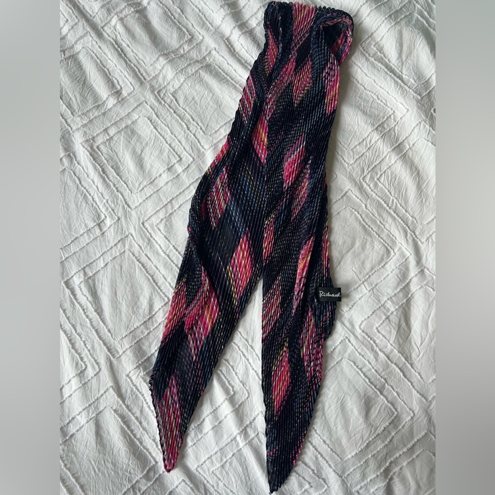 Patterned Scarf with Pink and Black Design
